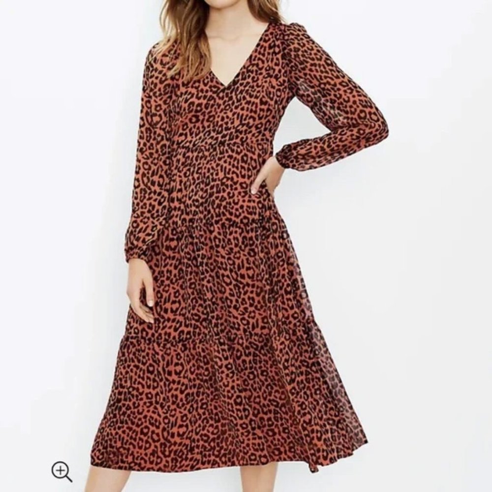 Ann Taylor LOFT - Leopard Print Tiered Dress - EUC
